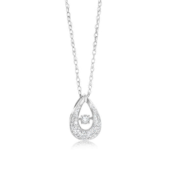Sterling Silver Pear Shaped Pendant in 1/5 Carat Natural Diamonds