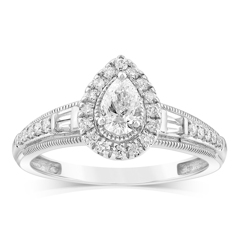 9ct White Gold Mix Shaped Cut Ring in 1/2 Carat Natural Diamonds