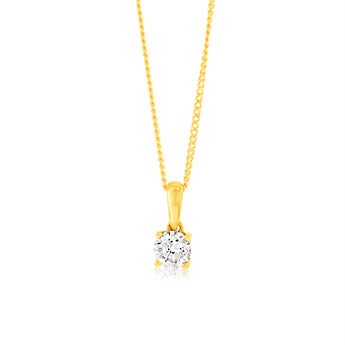 1/2 Carat Diamond Solitaire Pendant in 9ct Yellow Gold