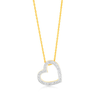 Gold Plated Silver 1/4 Carat Diamond Pendant on 45cm Chain