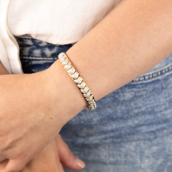 Gold plated Sterling Silver 1 Carat Heart Natural Diamond 18.5cm Bracelet