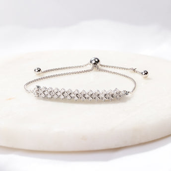 Sterling Silver Diamond Slider Bracelet with 18 Round Brilliant Cut Diamonds