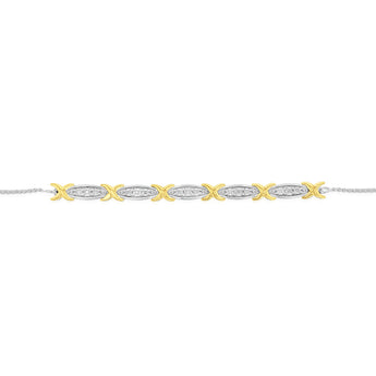Gold Plated Sterling Silver Diamond Slider Bracelet with 15 Round Brilliant Cut Diamonds