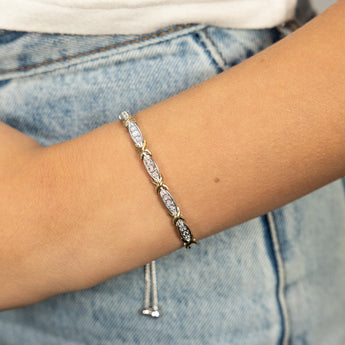 Gold Plated Sterling Silver Diamond Slider Bracelet with 15 Round Brilliant Cut Diamonds