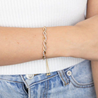 Gold Plated Sterling Silver Diamond Slider Bracelet with 12 Round Brilliant Cut Diamonds