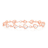 7 Diamonds Heart Bracelet in Rose Gold Plated Silver