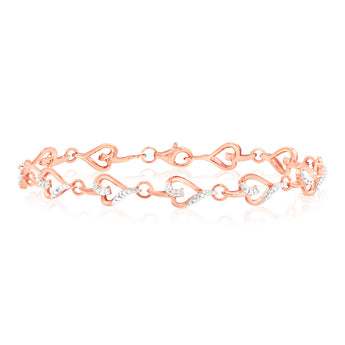 7 Diamonds Heart Bracelet in Rose Gold Plated Silver