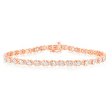 0.95 Carat Diamond Bracelet in Rose Gold Plated Silver