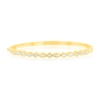 19 Diamonds Fancy Bangle in Gold Plated Silver