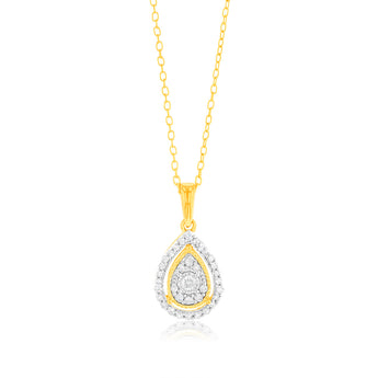 0.45 Carat Earring & Pendant Set in Gold Plated Sterling Silver on 45cm Chain
