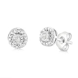 2 Diamonds Stud Earrings in Sterling Silver