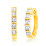 10 Diamonds Hoop Earrings in Gold Plated Sterling Silver