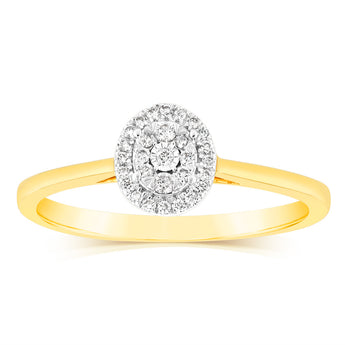 1/10 Carat Diamond Ring in 9ct Yellow Gold
