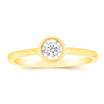 1/10 Carat Diamond Ring in 9ct Yellow Gold