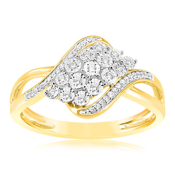 1/10 Carat Diamond Dress Ring in 9ct Yellow Gold
