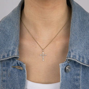 1/10 Carat Cross Diamond Pendant in 9ct Yellow Gold