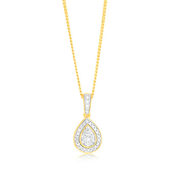 1/6 Carat Diamond Pendant in 9ct Yellow Gold