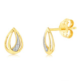 8 Diamonds Stud Earrings in 9ct Yellow Gold
