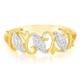 3 Diamond Dress Ring in 9ct Yellow Gold