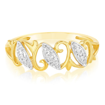 3 Diamond Dress Ring in 9ct Yellow Gold
