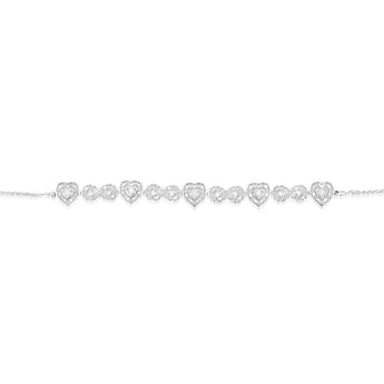 1/5 Carat Diamond Heart & Infinity fancy Bracelet in Sterling Silver