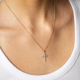 1/4 Carat Diamond Cross Pendant in 9ct Yellow Gold