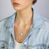 1 Carat Diamond Oval Cluster Shaped Pendant in 9ct Yellow Gold & Sterling Silver on 45cm Sterling Silver Chain