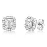 1/2 Carat Diamond Earrings with Brilliant and Baguette Diamonds in 9ct White Gold