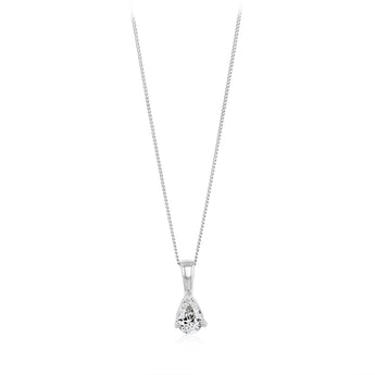 1/4 Carat Diamond Pear Pendant on Adjustable 41-46cm Chain in 9ct White Gold