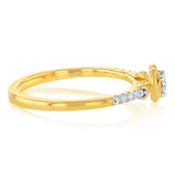 Diamond Heart Promise Ring with 13 Diamonds in Gold Plated Sterling Silver