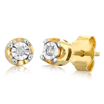 1/10 Carat Diamond Hoop and Stud Earrings Earrings Set in Gold Plated Silver
