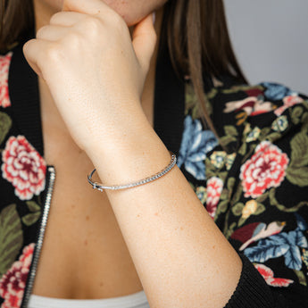 1/5 Carat Natural Diamond Bangle in Sterling Silver