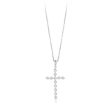 Natural Diamond Cross Pendant in Sterling Silver