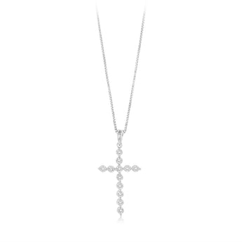 Natural Diamond Cross Pendant in Sterling Silver