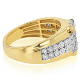 1/4 Carat Diamond Men's Ring with 32 Round Diamonds in 9ct Yellow Gold