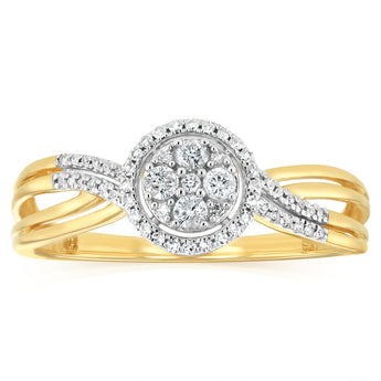 1/5 Carat Diamond Ring in 9ct Yellow Gold