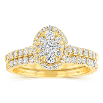 0.66 Carat Diamond 2 Ring Bridal Set in 9ct Yellow Gold