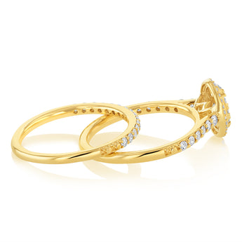 0.66 Carat Diamond 2 Ring Bridal Set in 9ct Yellow Gold