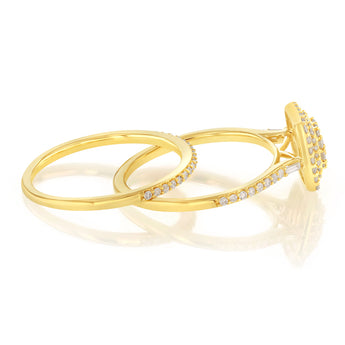 1/2 Carat Natural Diamond 2 Ring Bridal Set in 9ct Yellow Gold