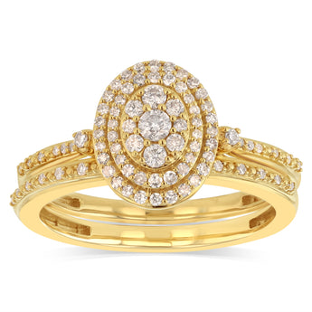 1/3 Carat Natural Diamond 2 Ring Bridal Set in 9ct Yellow Gold