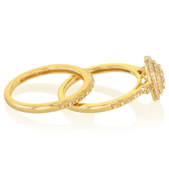 1/3 Carat Natural Diamond 2 Ring Bridal Set in 9ct Yellow Gold