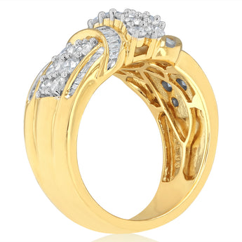 1.9 Carats Diamond Dress Ring in Gold Plated Silver