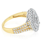 1 Carat Natural Diamond Pear Shaped Ring in 9ct Yellow Gold and Sterling Silver