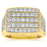 3/4 Carat Diamond Gents Ring in Gold Plated Sterling Silver