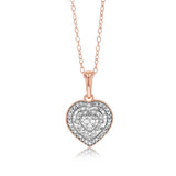 Diamond Heart Pendant in Silver Gold Plated Silver on 45cm Chain