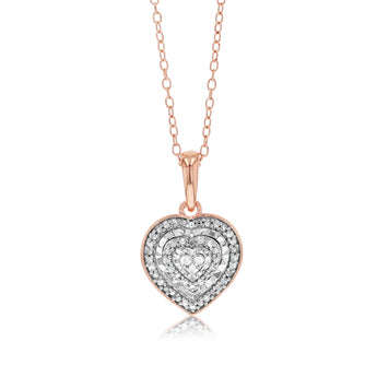 Diamond Heart Pendant in Silver Gold Plated Silver on 45cm Chain