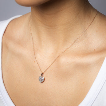 Diamond Heart Pendant in Silver Gold Plated Silver on 45cm Chain