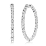 0.95 Carat Diamond Hoop Earrings in Sterling Silver