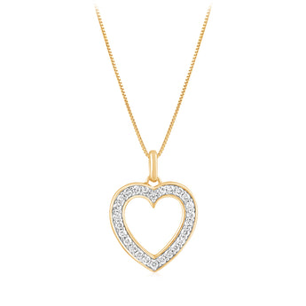 1/3 Carat Diamond Heart Pendant on 45cm Chain in Gold Plated Silver