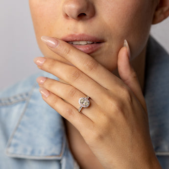1.50 Carat Diamond Ring With 1 Carat Oval Australian Diamond Surrounded by Halo of 26 Round Diamonds in 9ct Yellow Gold